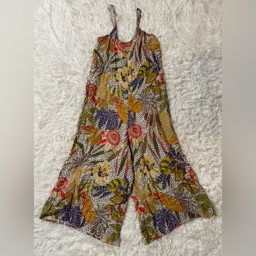 World Market Resort Vacation Tropical Boho Hippie Colorful Floral Jumpsuit S M
